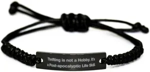 Surprise Thrifting Black Rope Bracelet, Thrifting is not a Hobby. It's a, Surprise Engraved Bracelet For Friends From Friends, Friendship, Friendship bracelet, Black friendship bracelet, Friendship