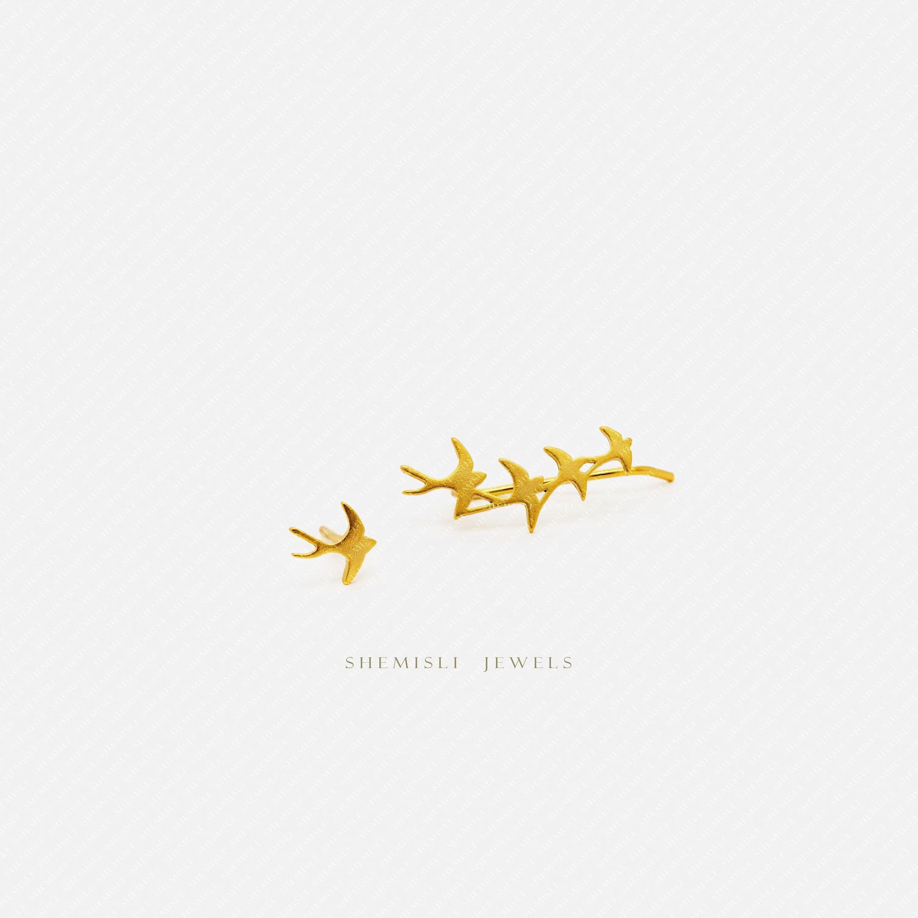 Swallow Bird Stud Earrings, Gold, Silver SHEMISLI SS446 ONE BKG