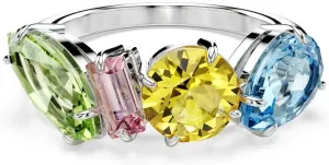 Swarovski Gema Ring, Mixed Cuts, Multicolored, Rhodium Finished; Size: Us 7; Eu 55