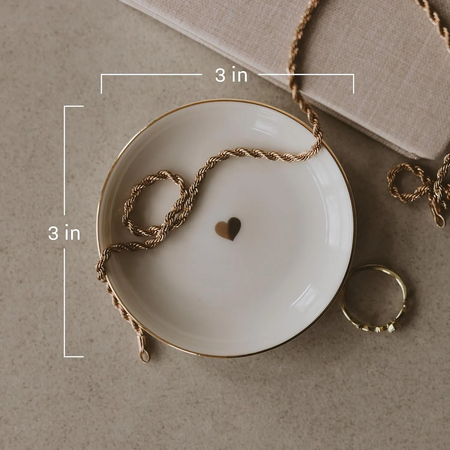Sweet Water Decor Gold Heart Jewelry Dish Tray - Elegant Jewelry Trays with Clean & Classic Design for Home Decor - Trinket Dish for Rings, Earrings, Jewelry Storage & Room Decor