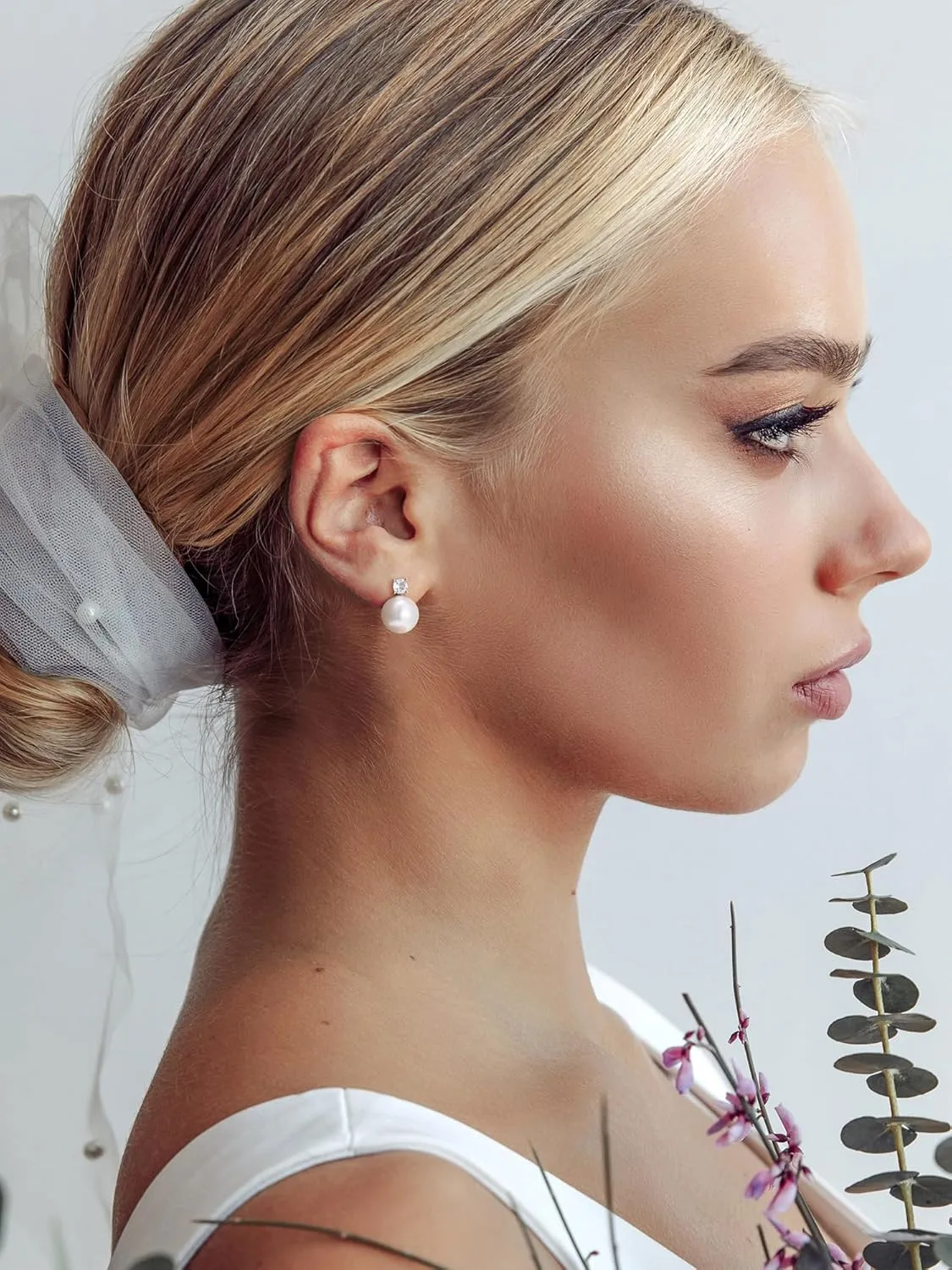 SWEETV Classical Pearl Dangle Drop Earrings for Women, Pearl Hook Earrings, Wedding Bridal Earrings for Brides Bridesmaids,Prom Jewelry Gifts