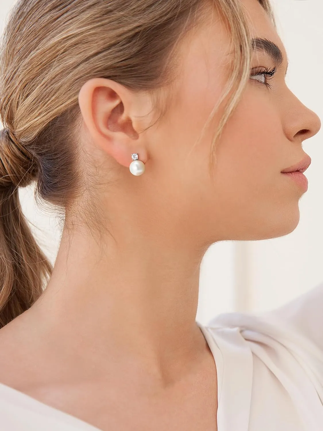 SWEETV Classical Pearl Dangle Drop Earrings for Women, Pearl Hook Earrings, Wedding Bridal Earrings for Brides Bridesmaids,Prom Jewelry Gifts