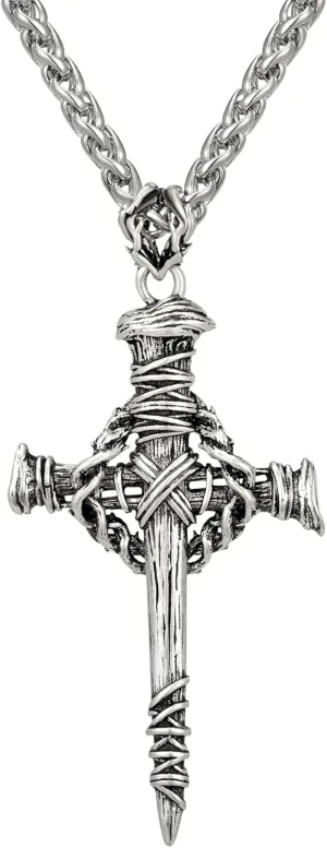 SWEETV Designer Oxidized Sterling Silver Cross Necklace for Men, Vintage Chunky Big Cross Pendant, Amulet Necklace Jewelry Gift for Men