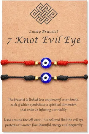 Tarsus (Ver.3) Evil Eye 7 Knot Lucky Bracelets Adjustable Red String Amulet for Women Men