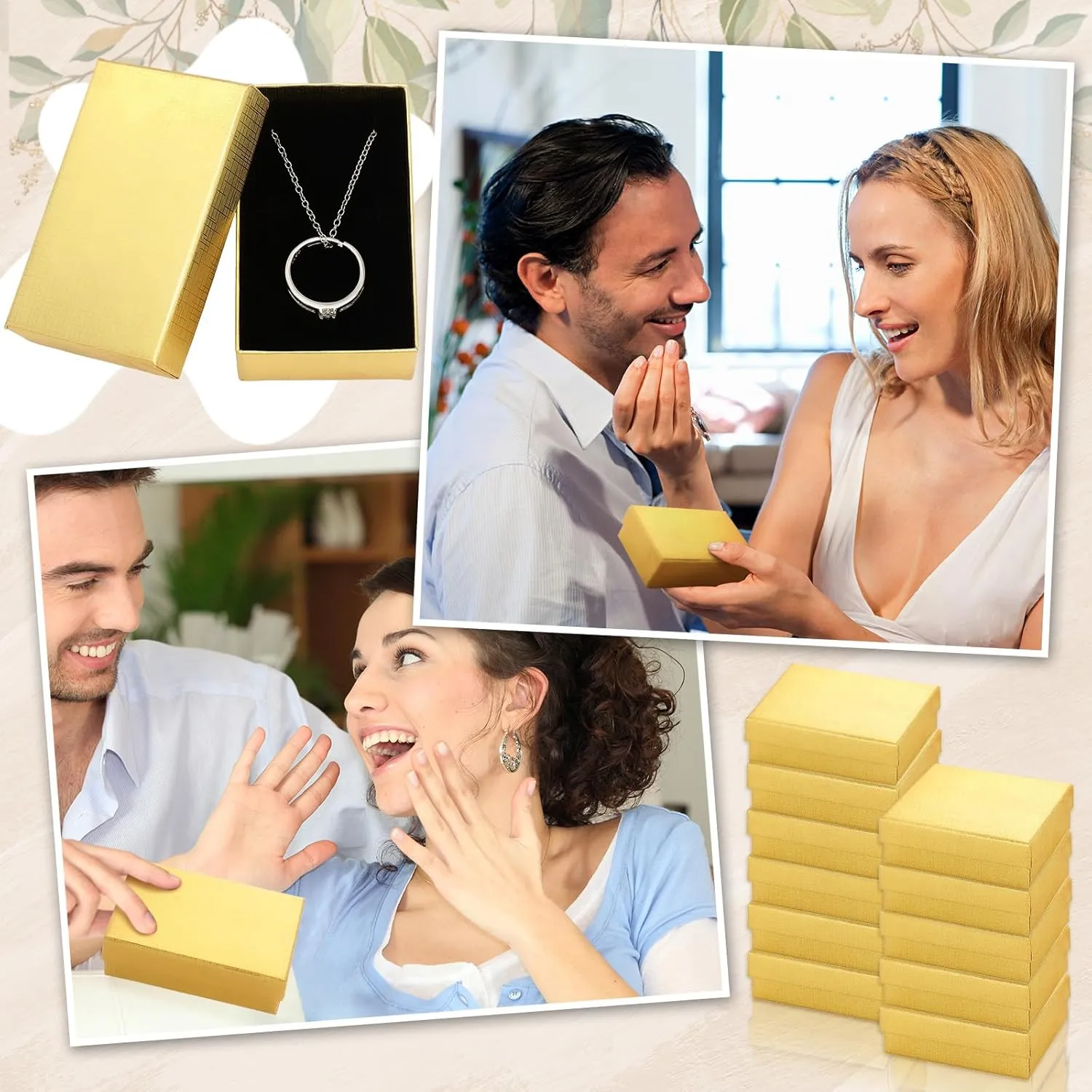 Tenceur 100 Pcs Jewelry Gift Boxes Bulk Kraft Jewelry Cardboard Boxes for Necklace Earring Bracelet Storage Package Display