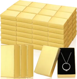 Tenceur 100 Pcs Jewelry Gift Boxes Bulk Kraft Jewelry Cardboard Boxes for Necklace Earring Bracelet Storage Package Display