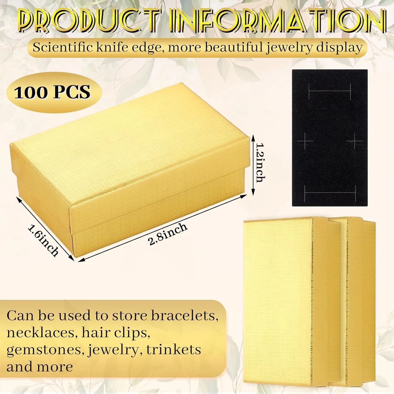 Tenceur 100 Pcs Jewelry Gift Boxes Bulk Kraft Jewelry Cardboard Boxes for Necklace Earring Bracelet Storage Package Display