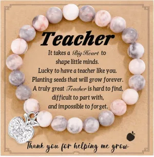 tenghong2021 Natural Stone Compass Butterfly Amethyst Healing Bracelet You'll be Missed Inspirational Bracelet Graduation Season Gifts Love for Teachers Women Men Teen Girls