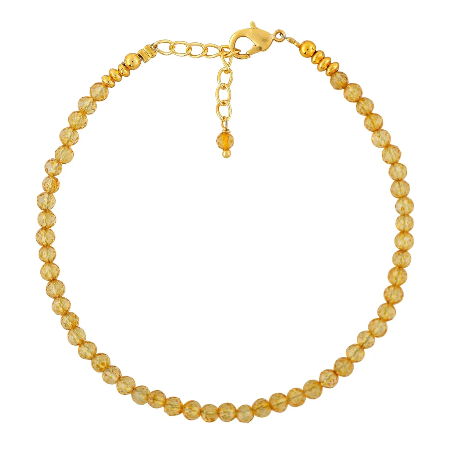 TGH Natural Citrine Beads Bracelet Micro Faceted 3-3.5 Beads Gemstones Jewelry For Her, Birthstone, Gold Plated Chain 8 inch, Valentine Day Gift (Citrine)