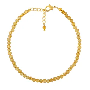 TGH Natural Citrine Beads Bracelet Micro Faceted 3-3.5 Beads Gemstones Jewelry For Her, Birthstone, Gold Plated Chain 8 inch, Valentine Day Gift (Citrine)