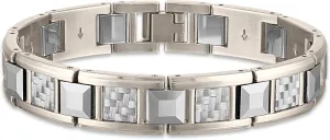 The Men's Corner Tungsten Stainless Steel Men's Bracelet with Fold Over Clasp, 8.5"