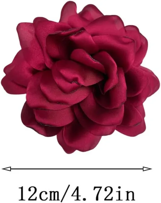 Thin Satin Rose Flower Large Brooch Lapel Pins Handmade Big Fabric Camellia Flowers Brooches Pin Classic for Women Wedding Party Banquet Dress Suit Clothes Accessories Jewelry Gifts 120mm