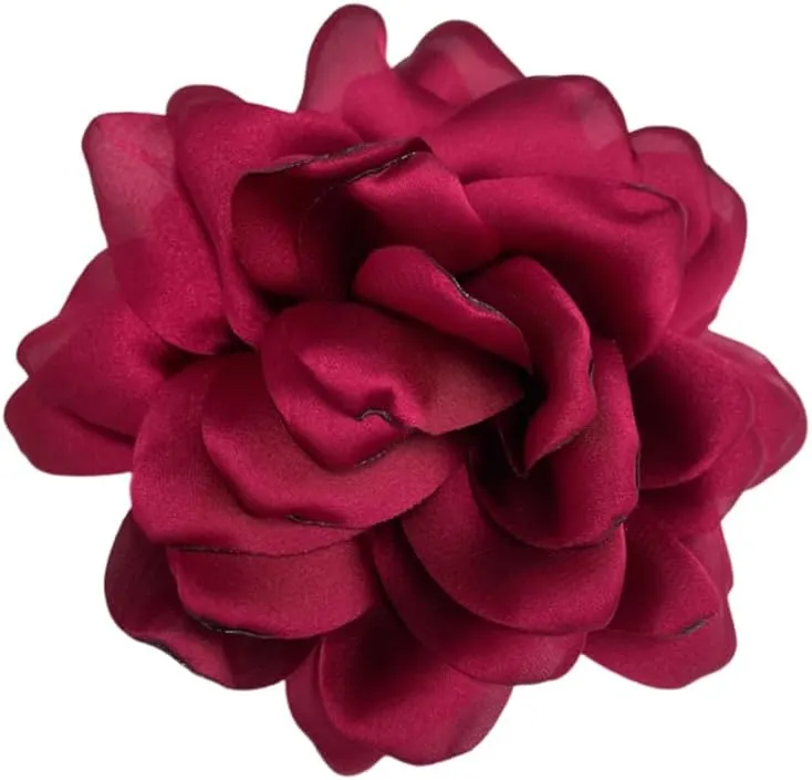 Thin Satin Rose Flower Large Brooch Lapel Pins Handmade Big Fabric Camellia Flowers Brooches Pin Classic for Women Wedding Party Banquet Dress Suit Clothes Accessories Jewelry Gifts 120mm