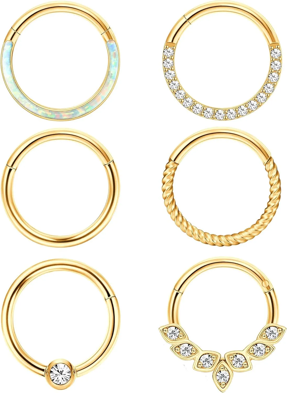 THUNARAZ 316L Surgical Steel Hinged Nose Rings Hoop 16G 18G Septum Rings for Women Men Clicker Cartilage Earrings Daith Helix Hoop Tragus Conch Piercing Jewelry 8mm 10mm