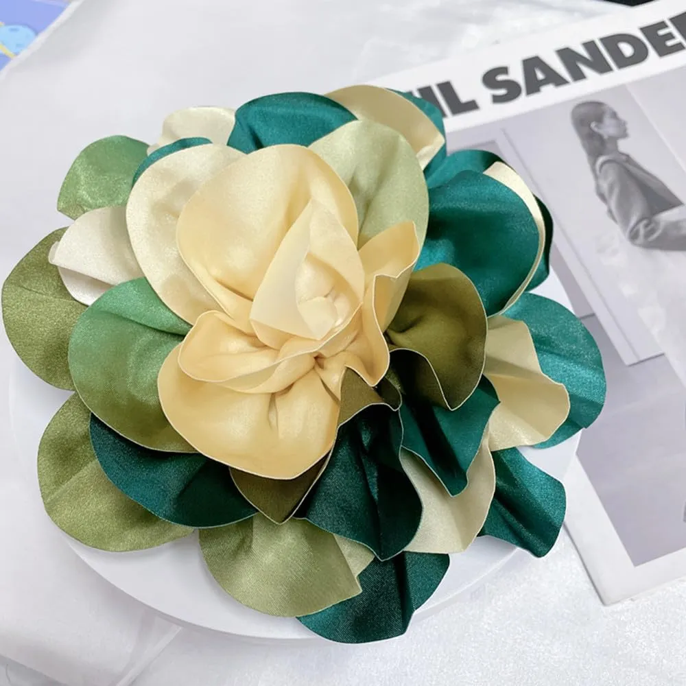 Tie-dyed Fabric Rose Flower Extra Large Big Brooches Lapel Pins Camellia Flower Oversized Brooch Pin for Women Wedding Party Dance Banquet Dress Suit Clothes Accessories Jewelry Gifts 7.8in