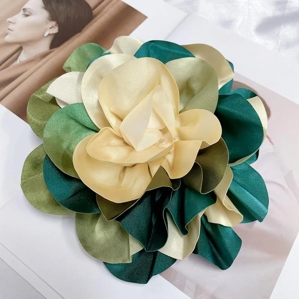 Tie-dyed Fabric Rose Flower Extra Large Big Brooches Lapel Pins Camellia Flower Oversized Brooch Pin for Women Wedding Party Dance Banquet Dress Suit Clothes Accessories Jewelry Gifts 7.8in