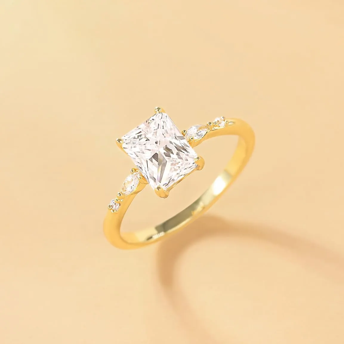 TIGRADE 3CT Engagement Ring for Women Radiant Cut Cubic Zirconia Wedding Band CZ Promise Anniversary Ring Size 3-12.5