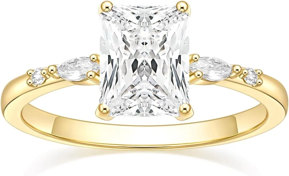 TIGRADE 3CT Engagement Ring for Women Radiant Cut Cubic Zirconia Wedding Band CZ Promise Anniversary Ring Size 3-12.5