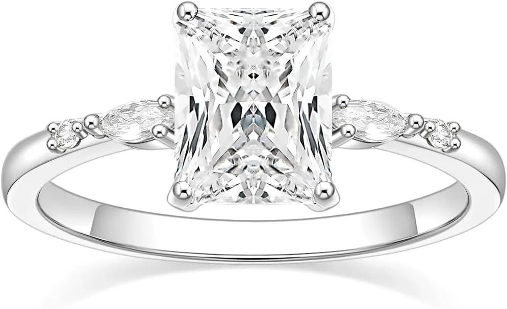TIGRADE 3CT Engagement Ring for Women Radiant Cut Cubic Zirconia Wedding Band CZ Promise Anniversary Ring Size 3-12.5