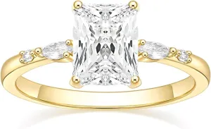 TIGRADE 3CT Engagement Ring for Women Radiant Cut Cubic Zirconia Wedding Band CZ Promise Anniversary Ring Size 3-12.5
