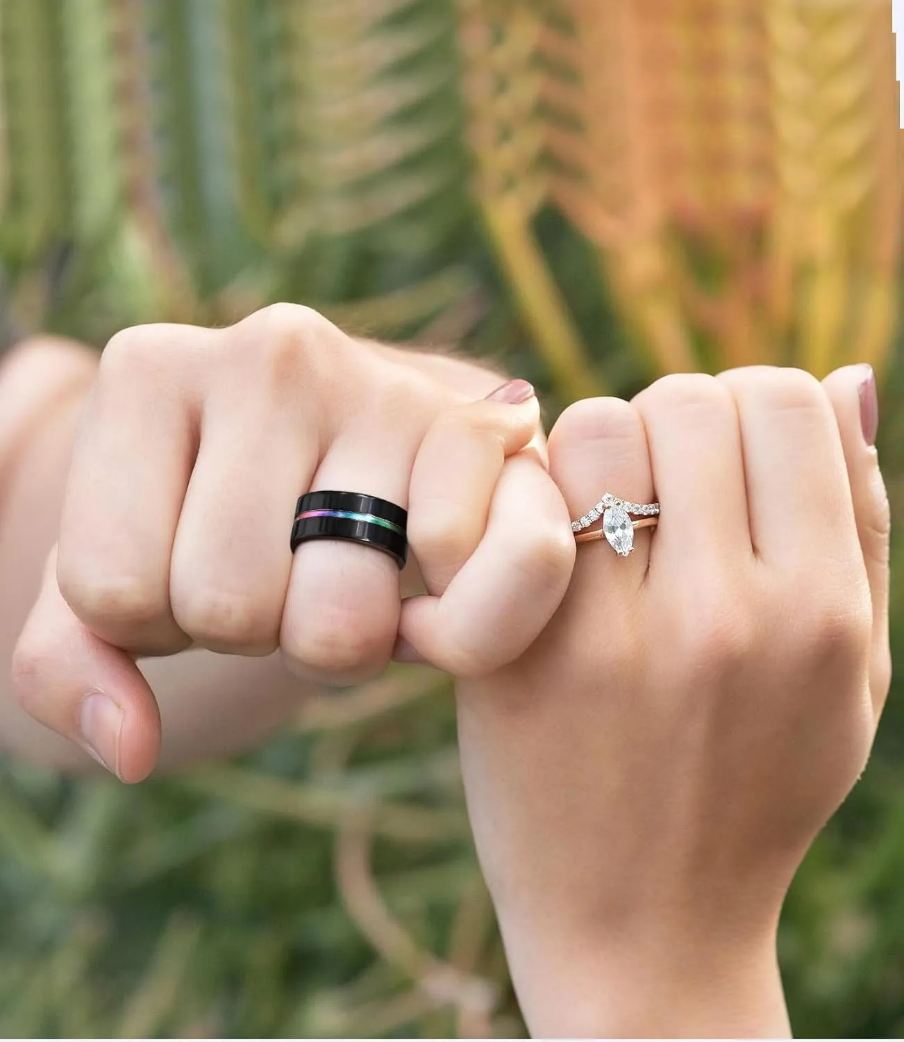 TIGRADE 5mm 7mm 9mm Rainbow Titanium Ring Colorful Thin Groove Wedding Band Couple Rings Size 3-14.5