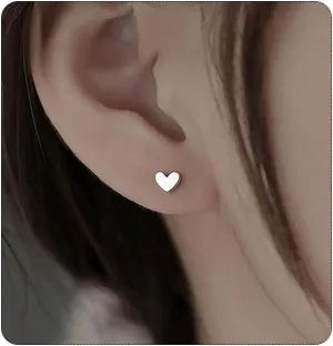 Tiny Mini Heart Earrings, Hypoallergenic Minimalist Little Earrings Studs, Cute Small Cartilage Tragus Stud Earrings for Women Silver