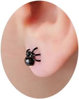 Tiny Spider Stud Earrings for Women, Men & Girls - Punk Black Spider Studs - Scary & Funny Halloween Costumes Jewelry