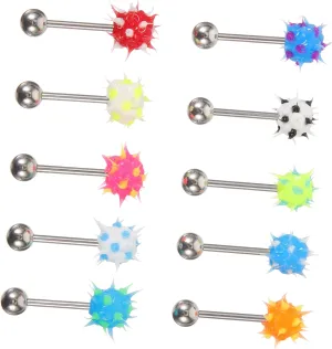 Titanium Tongue Ring Jewelry Set 10pcs Creative Tongue Studs for Body Piercings Random Color