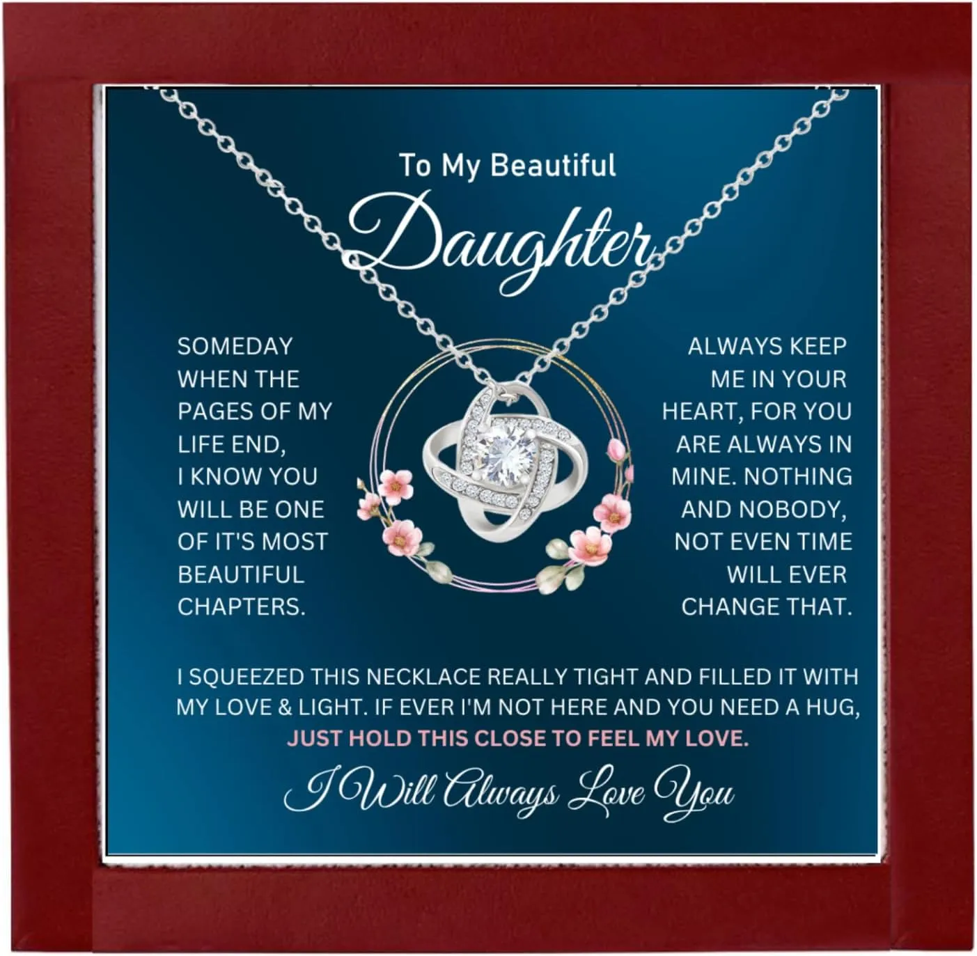 To My Daughter Necklace From Dad With Heartfelt Message, Daughter Birthday Present From Dad, Jewelry Gifts For Graduation for Her From Mom or Daddy, 14K Pendant