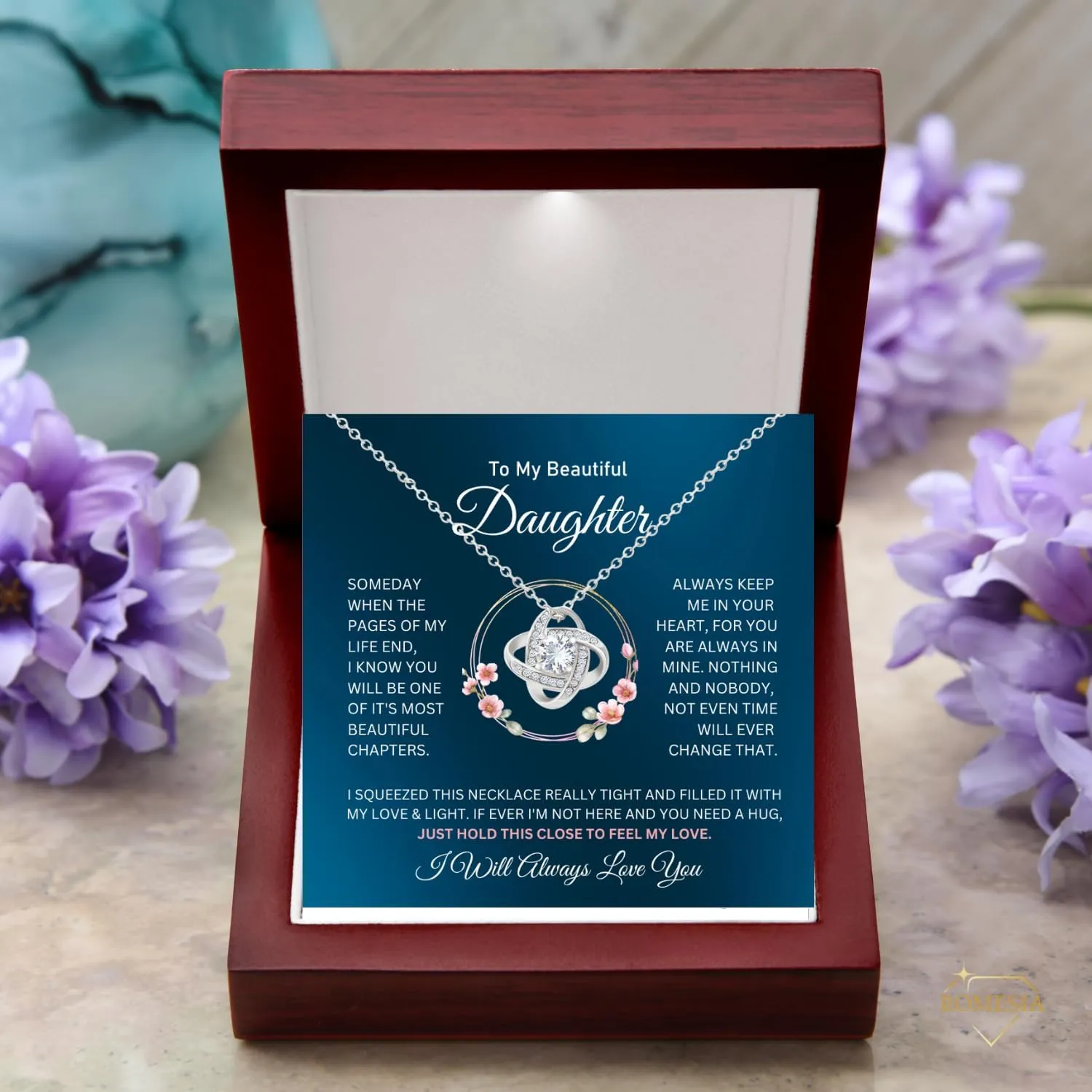 To My Daughter Necklace From Dad With Heartfelt Message, Daughter Birthday Present From Dad, Jewelry Gifts For Graduation for Her From Mom or Daddy, 14K Pendant