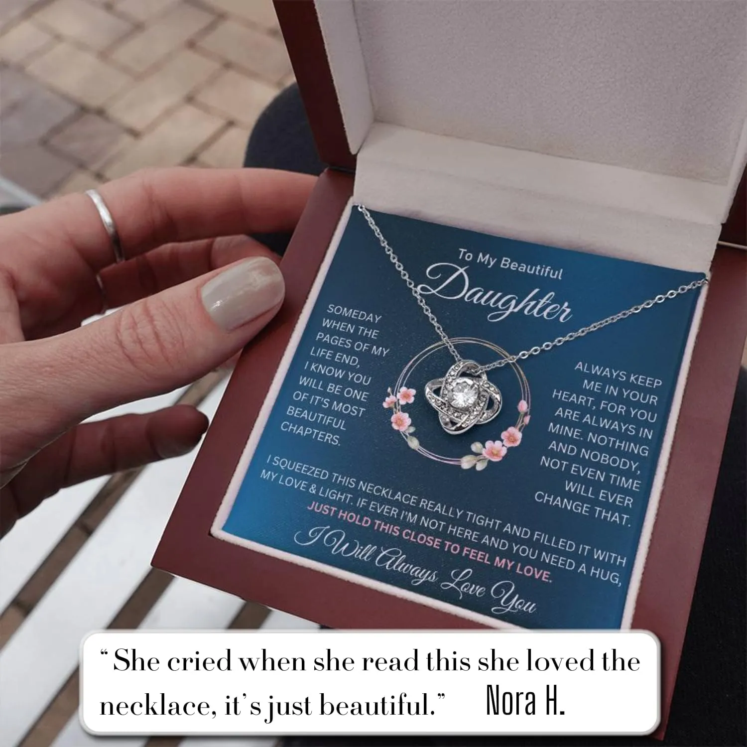 To My Daughter Necklace From Dad With Heartfelt Message, Daughter Birthday Present From Dad, Jewelry Gifts For Graduation for Her From Mom or Daddy, 14K Pendant