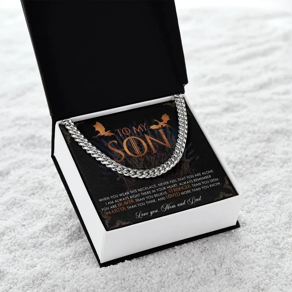 To My Son From Dad, Son Gifts From Mom and Dad, Mother and Son Necklace, Birthday Gift For My Son Graduation Birthday Christmas Cuban Link Chain Necklace Present