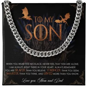 To My Son From Dad, Son Gifts From Mom and Dad, Mother and Son Necklace, Birthday Gift For My Son Graduation Birthday Christmas Cuban Link Chain Necklace Present