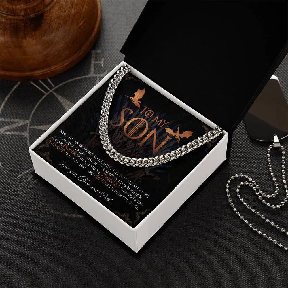 To My Son From Dad, Son Gifts From Mom and Dad, Mother and Son Necklace, Birthday Gift For My Son Graduation Birthday Christmas Cuban Link Chain Necklace Present