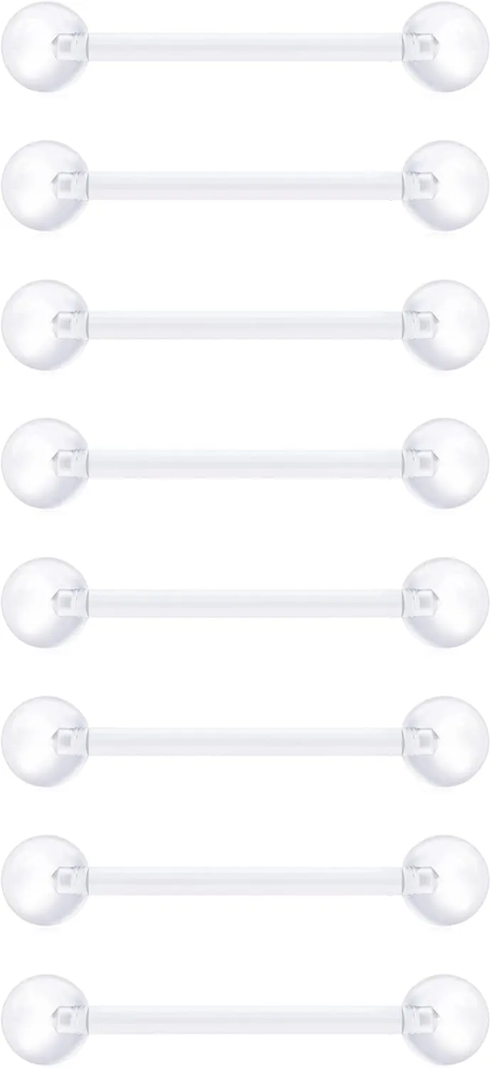 TOKRING Clear Nose Rings Studs Piercing Set Septum Lip Cartilage Tongue Rook Daith Ear Industrial Nipple Belly Piercing Jewelry for Work Surgery