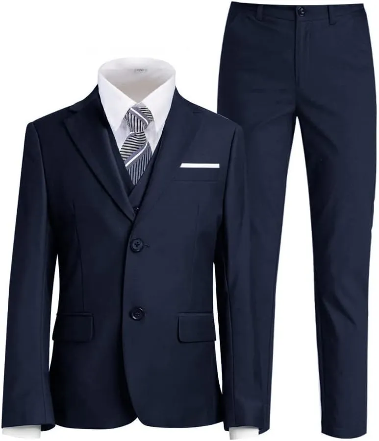 Tomic Boys Set Toddler Ring Bearer Suits Navy Blue Kids Formal Dresswear Size 8
