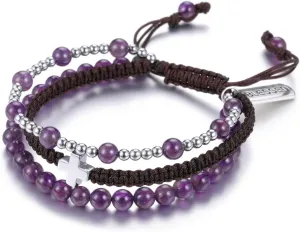 Top Plaza Healing Crystal Bracelets for Men Women 3 in 1 Handmade Natural Gemstone Beads Bracelet with Cross Charm Blessed Mens Bracelet Braided Protection Jewelry Gifts