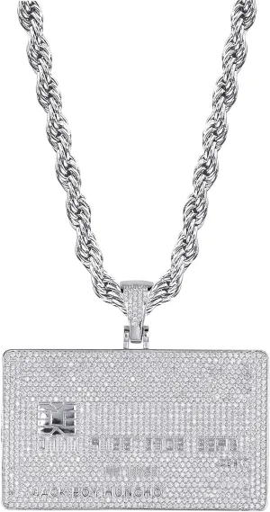 TOPGRILLZ Pendant Necklace Men Rope Gold Chain for Women Iced out 18K Gold Plated Cubic Zirconia V Card Pendant Chain Custom Name Necklace 24 Stainless Steel