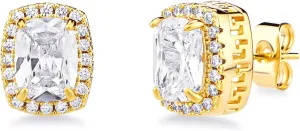 TOPGRILLZ Square Stud Corloful Earrings Rectangle 5A  Cubic Zirconia 14K Gold Plated Multiple Colors Big Square Stud Earrings Jewelry For Men Women