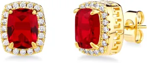 TOPGRILLZ Square Stud Corloful Earrings Rectangle 5A  Cubic Zirconia 14K Gold Plated Multiple Colors Big Square Stud Earrings Jewelry For Men Women