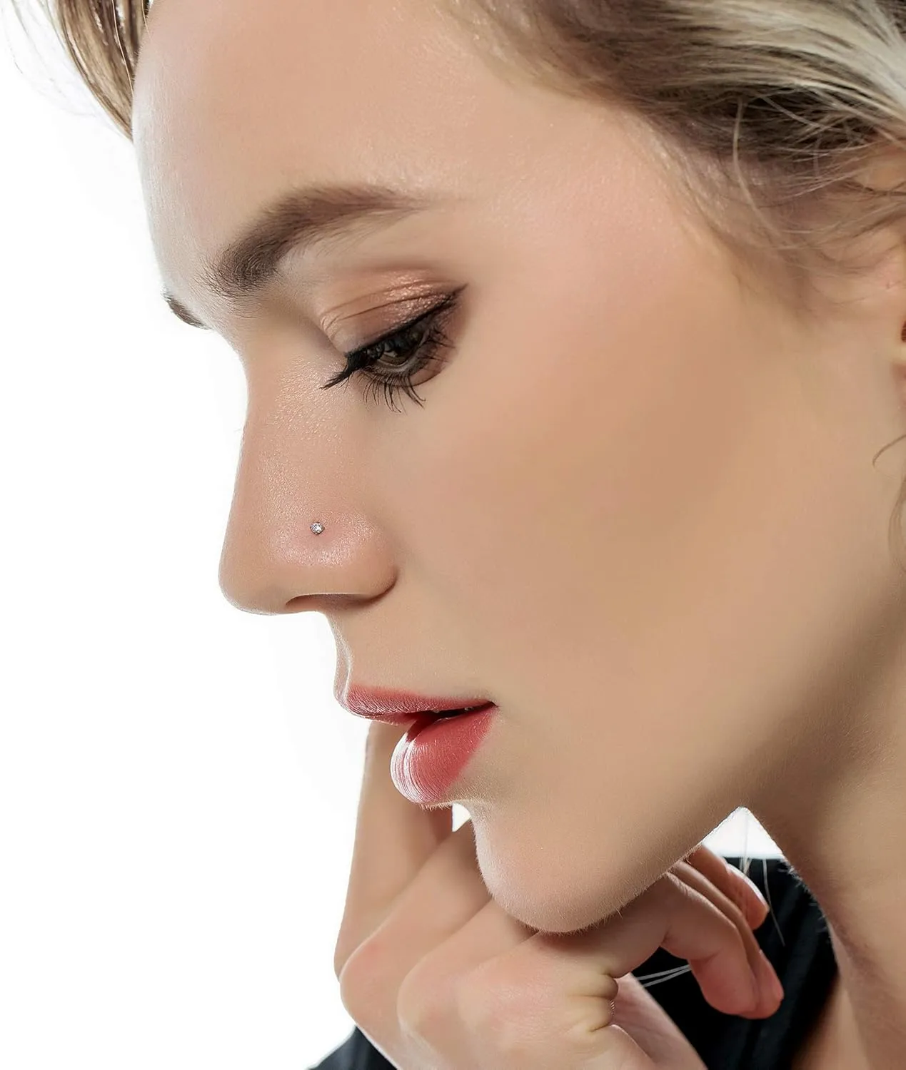 Tornito 20G 20Pcs Stainless Steel Nose Bone L Shaped Screw Studs Rings CZ Nose Ring Labret Nose Piercing Jewelry for Men Women (A1:20Pcs)