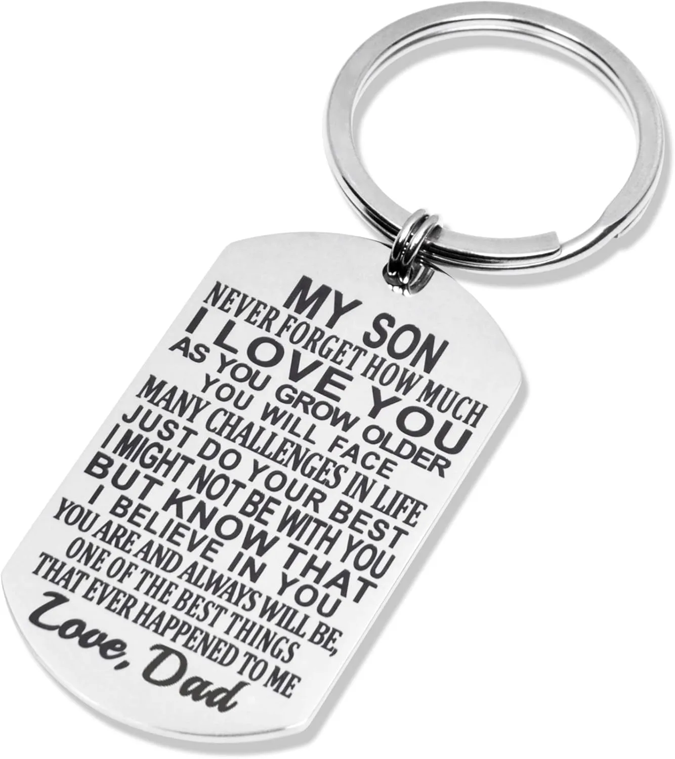 TOS Inspirational Gift Son From Mom-Never Forget Mother Son Birthday Graduation Gifts Keychain for Teen Boy
