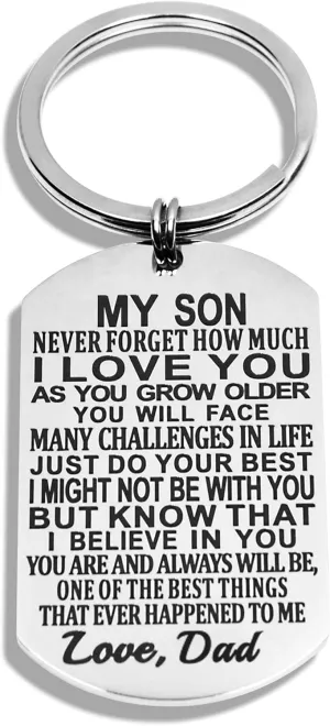 TOS Inspirational Gift Son From Mom-Never Forget Mother Son Birthday Graduation Gifts Keychain for Teen Boy