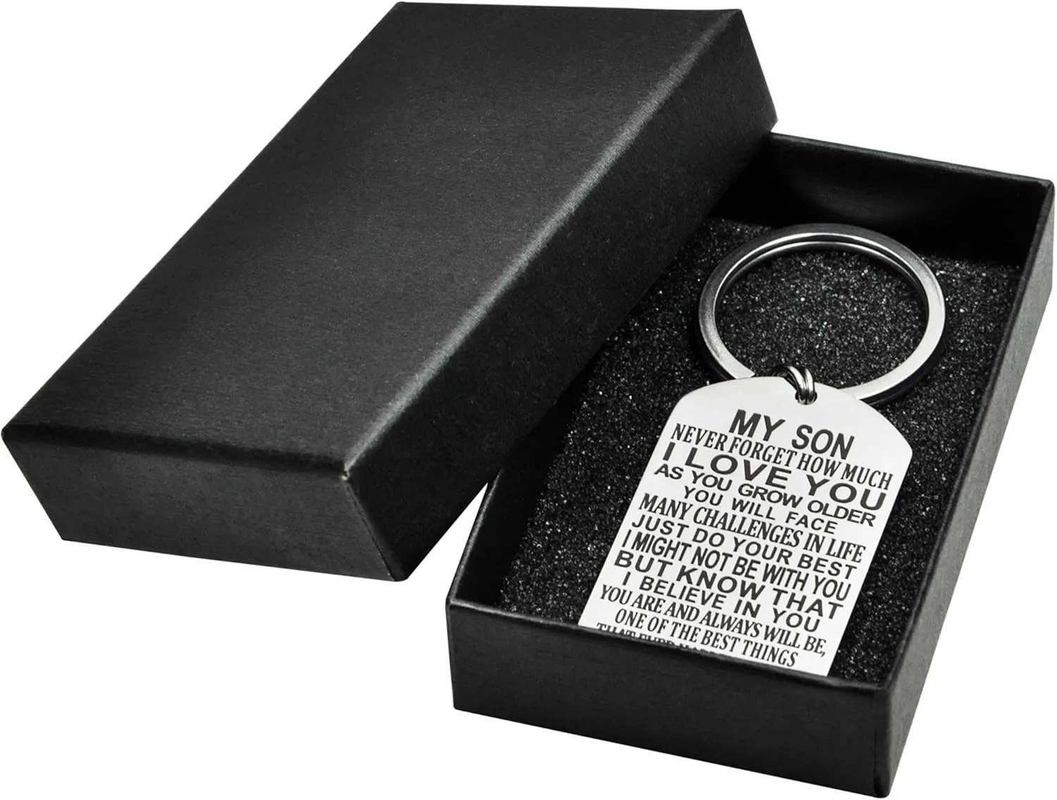 TOS Inspirational Gift Son From Mom-Never Forget Mother Son Birthday Graduation Gifts Keychain for Teen Boy
