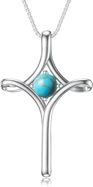 TOUPOP Cross Necklace for Women 925 Sterling Silver Birthstone Cross Pendant Fine Jewelry Anniversary Birthday Christmas Gifts for Her Mom Wife Girlfriend