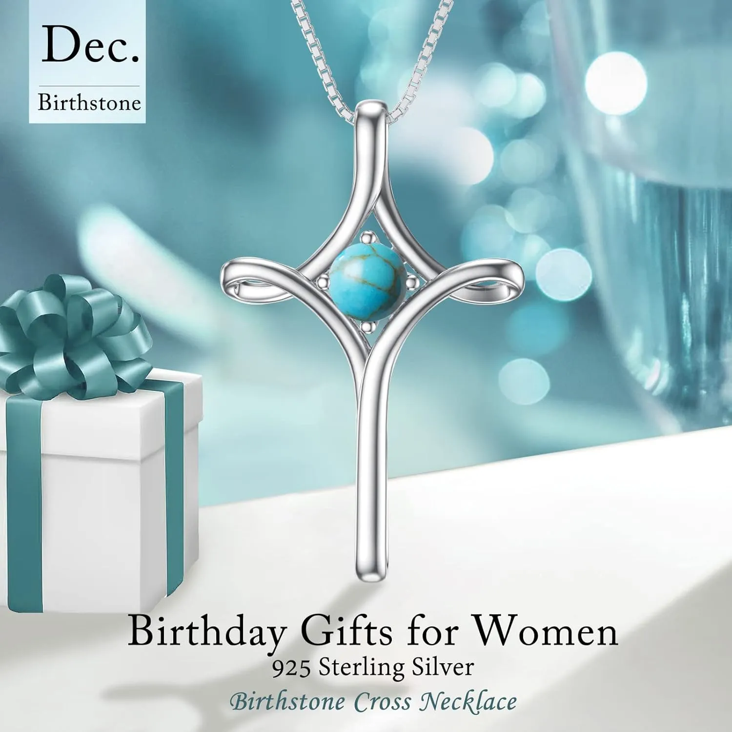 TOUPOP Cross Necklace for Women 925 Sterling Silver Birthstone Cross Pendant Fine Jewelry Anniversary Birthday Christmas Gifts for Her Mom Wife Girlfriend