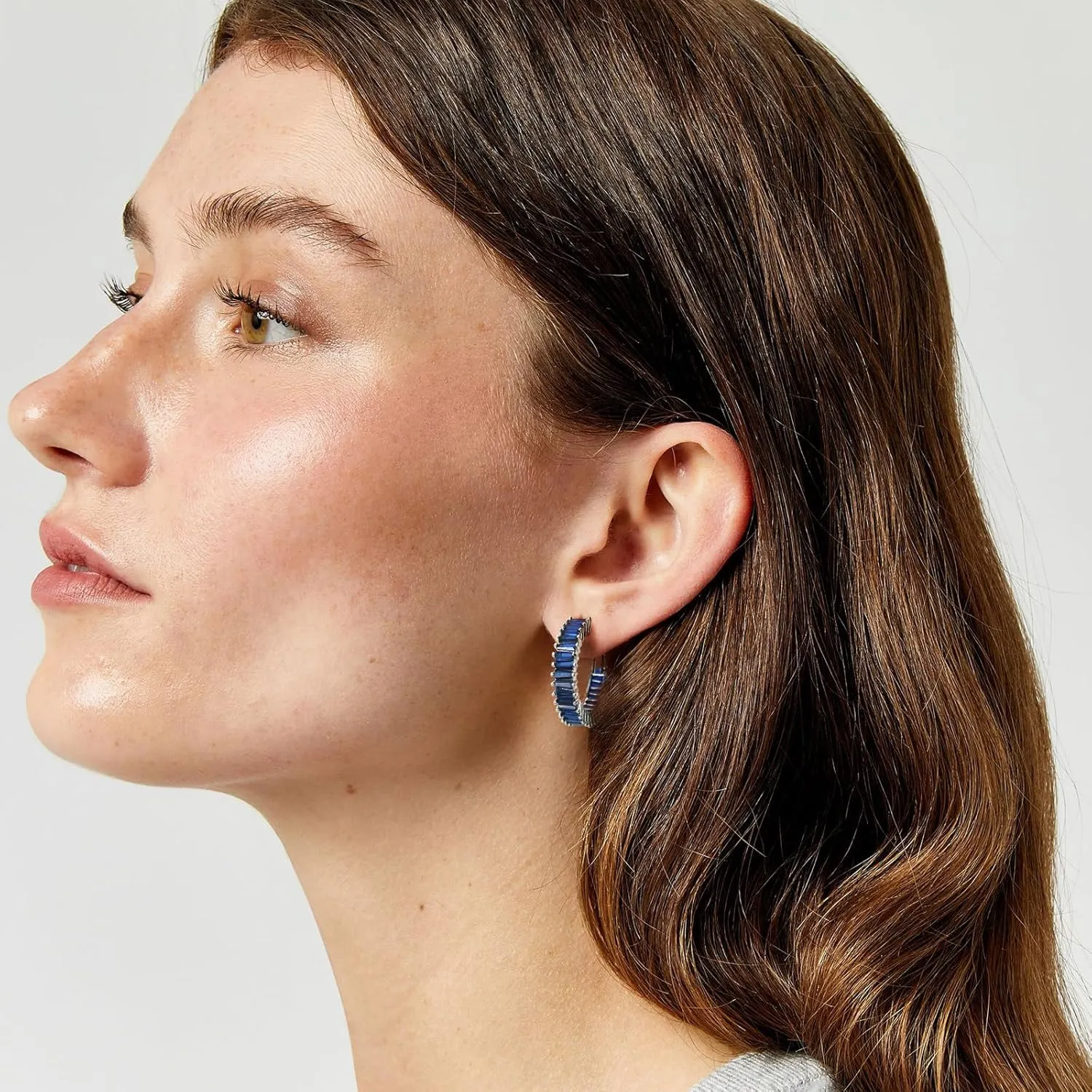 Trendy CZ Gold Hoop Earrings for Women, Lightweight Chunky Silver Earrings for Women 14K Real Gold Plated Hoops Earrings Hypoallergenic Earrings Jewelry