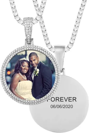 TUHE Hip Hop Custom Picture & Name Necklace Personalized 18K Gold Plated Iced Out Square Pendant Photo Necklace for Men Women Memory Charm Chain Necklace Customized with Text Engraving & Picture
