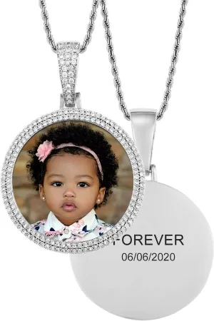 TUHE Hip Hop Custom Picture & Name Necklace Personalized 18K Gold Plated Iced Out Square Pendant Photo Necklace for Men Women Memory Charm Chain Necklace Customized with Text Engraving & Picture