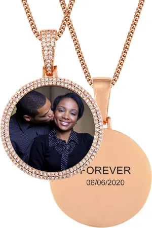 TUHE Hip Hop Custom Picture & Name Necklace Personalized 18K Gold Plated Iced Out Square Pendant Photo Necklace for Men Women Memory Charm Chain Necklace Customized with Text Engraving & Picture
